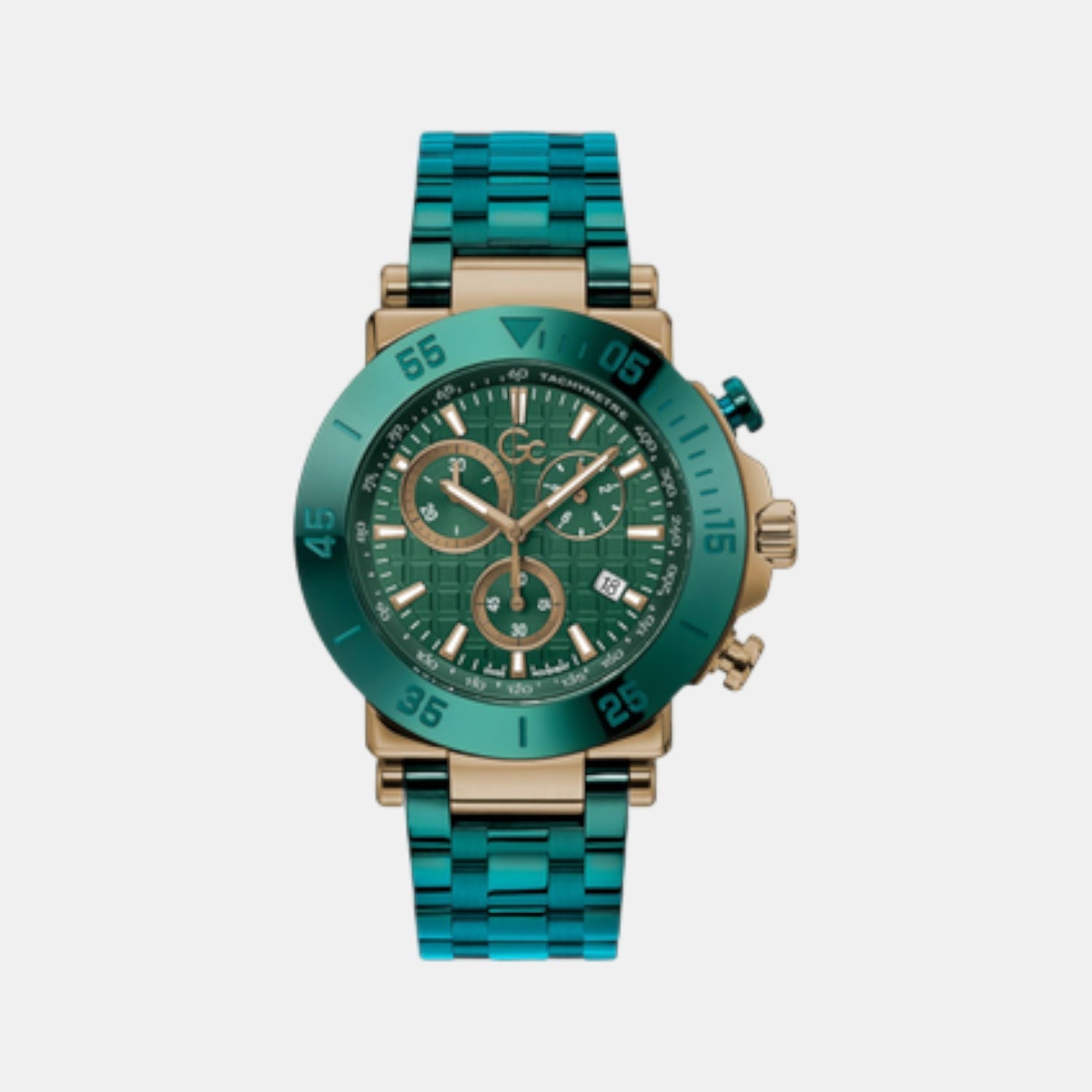 One Chrono Metal Men Quartz Green Dial Chronograph Stainless Steel Watch Y70009G5MF