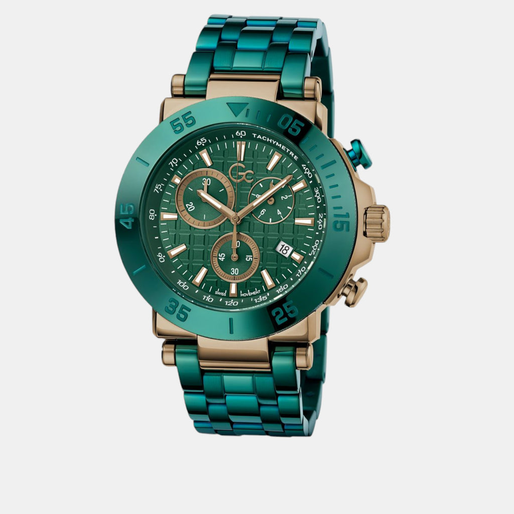 One Chrono Metal Men Quartz Green Dial Chronograph Stainless Steel Watch Y70009G5MF