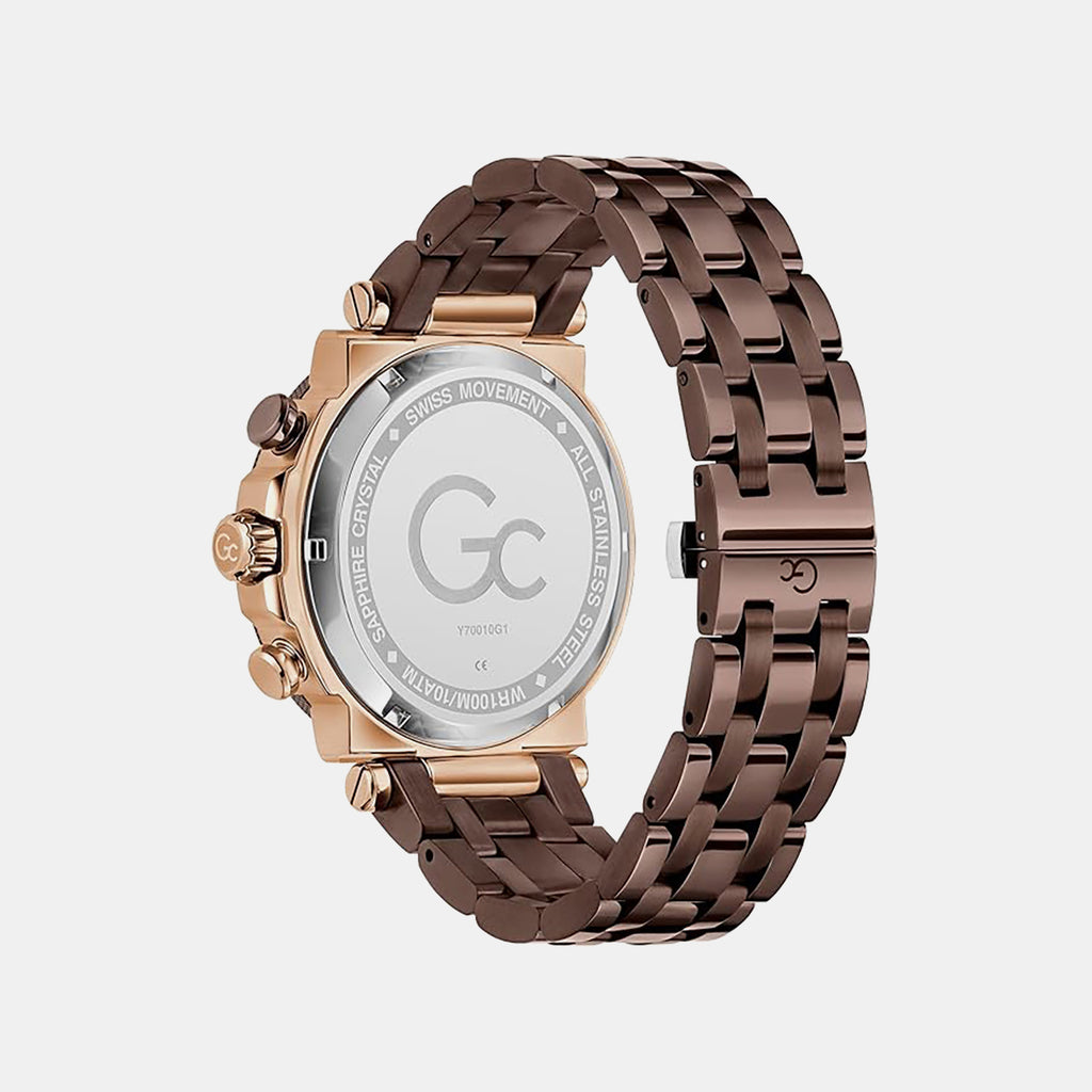 Gc Sportchic Men Quartz Beige Dial Chronograph Stainless Steel Watch Y70010G1