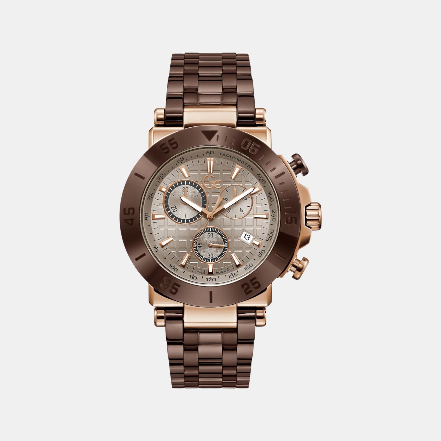 One Men Quartz Beige Dial Chronograph Stainless Steel Watch Y70010G1