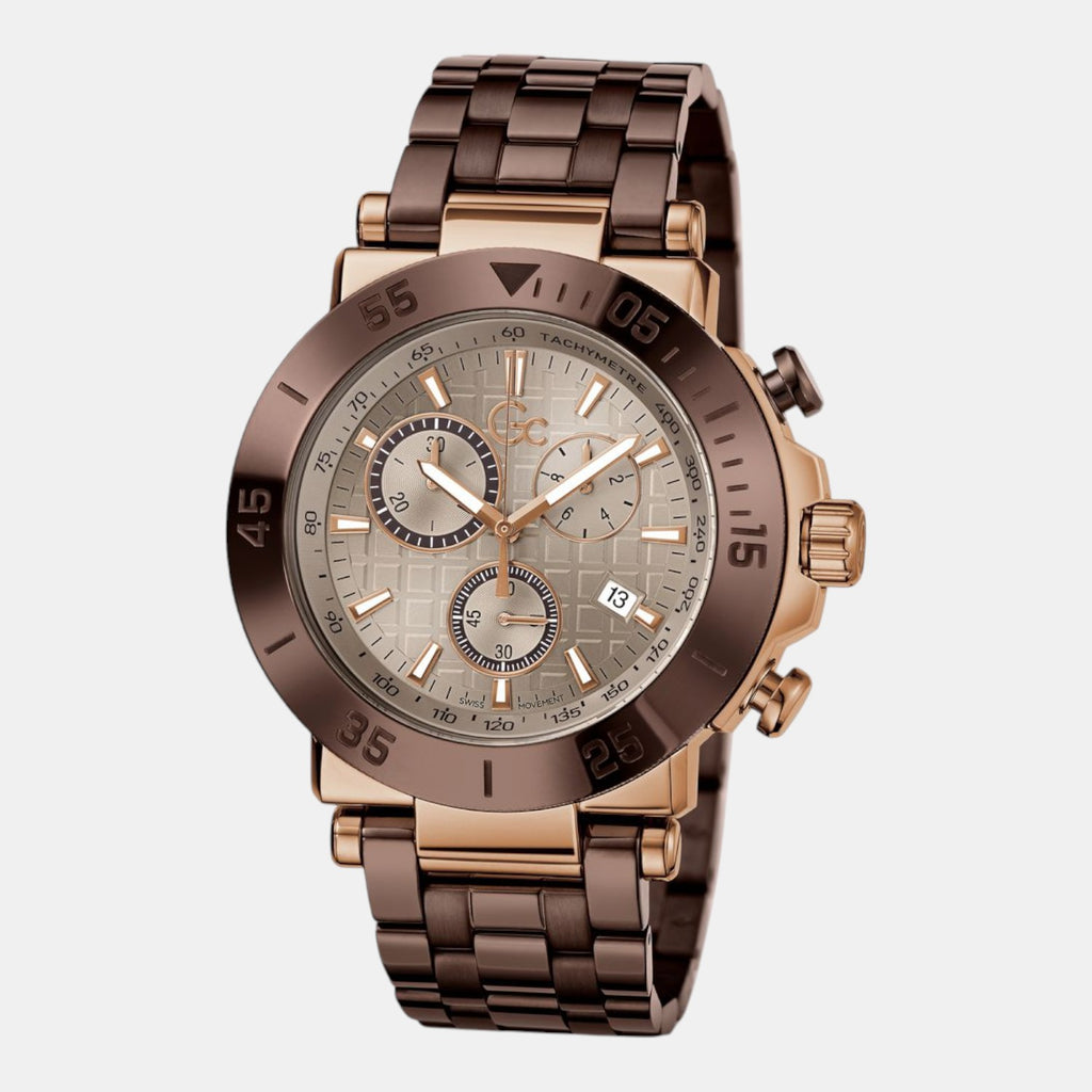 One Men Quartz Beige Dial Chronograph Stainless Steel Watch Y70010G1