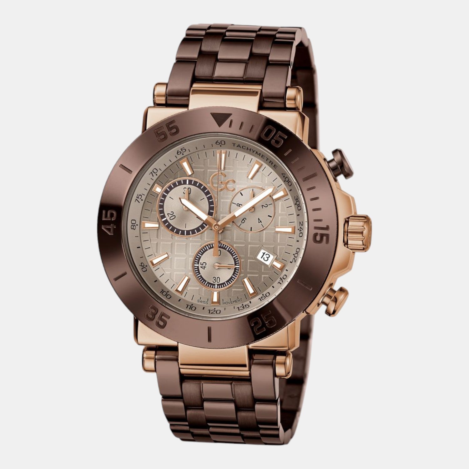 One Men Quartz Beige Dial Chronograph Stainless Steel Watch Y70010G1