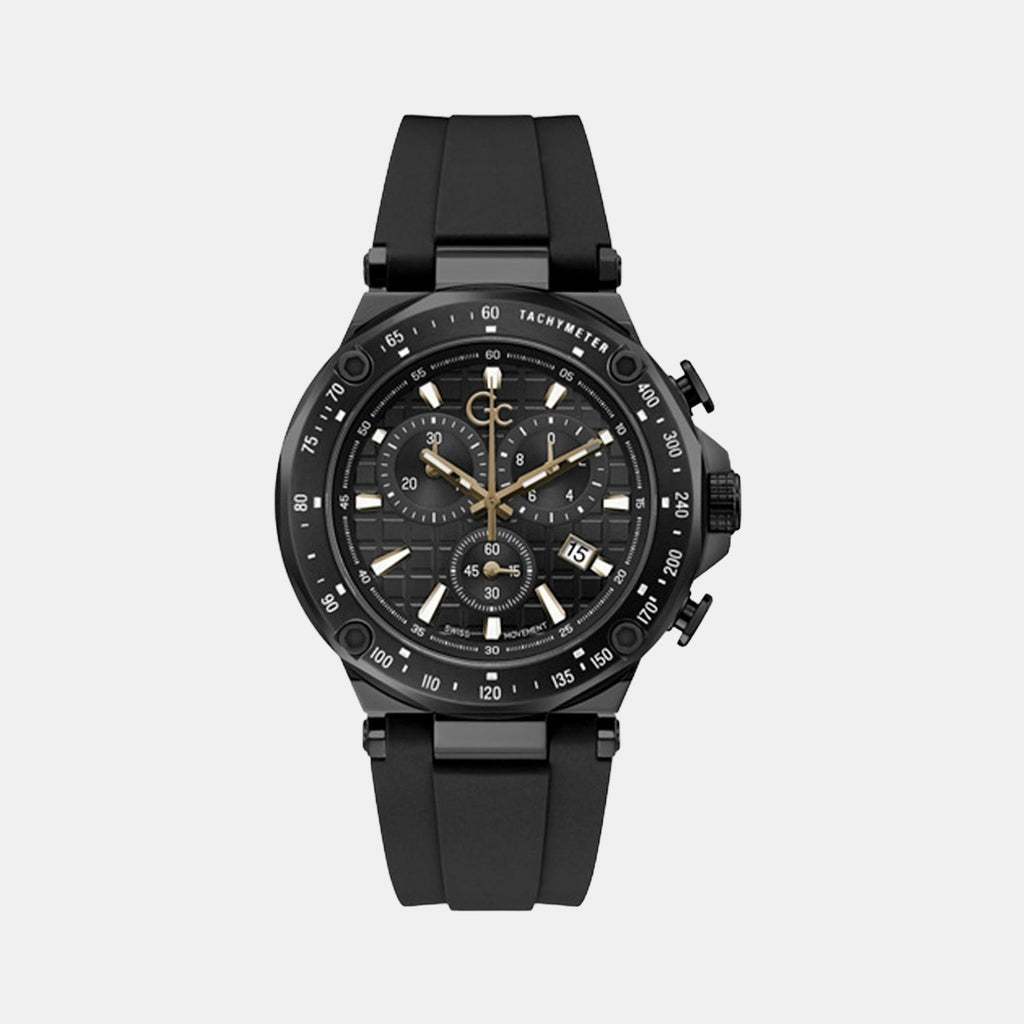 GC Round Black Chronograph watch