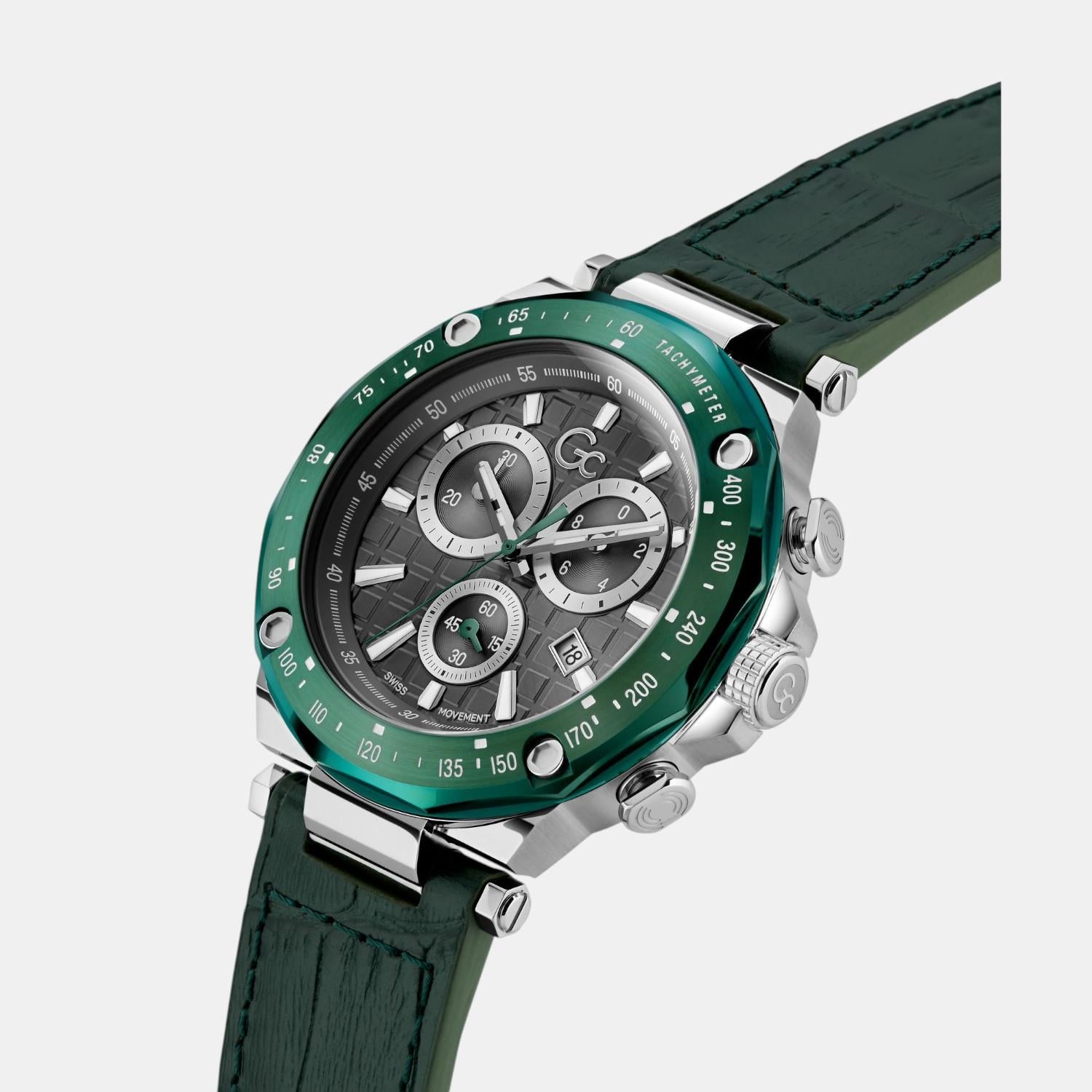 Spirit Sport Men Quartz Grey Dial Chronograph Leather Watch Y81011G5MF