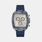 Spirit Tonneau Men Quartz Beige Dial Chronograph Flexstrap Leather Watch Y83013G1