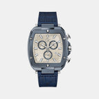 Spirit Tonneau Men Quartz Beige Dial Chronograph Flexstrap Leather Watch Y83013G1