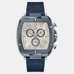 Spirit Tonneau Men Quartz Beige Dial Chronograph Flexstrap Leather Watch Y83013G1