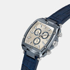 Spirit Tonneau Men Quartz Beige Dial Chronograph Flexstrap Leather Watch Y83013G1