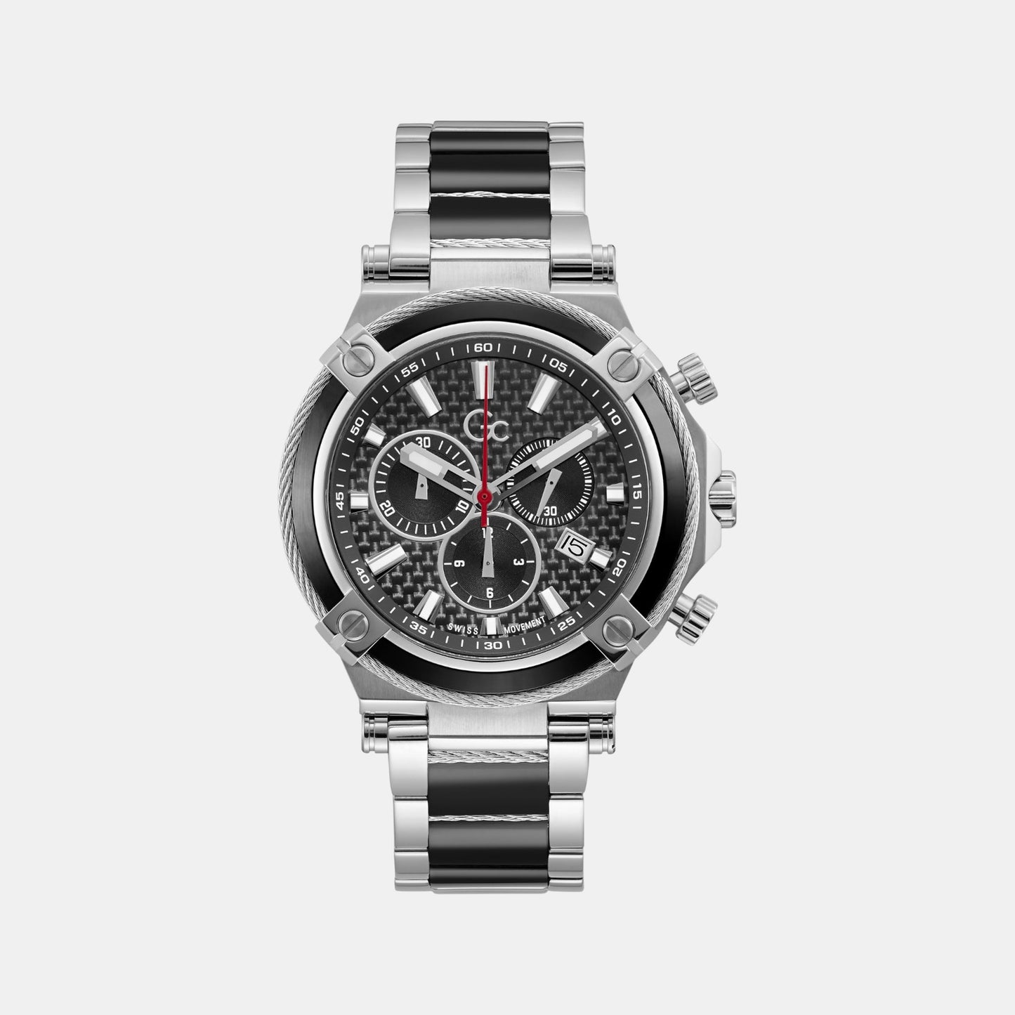 CableSport Men Quartz Black Dial Chronograph Stainless Steel Watch Y89001G2MF