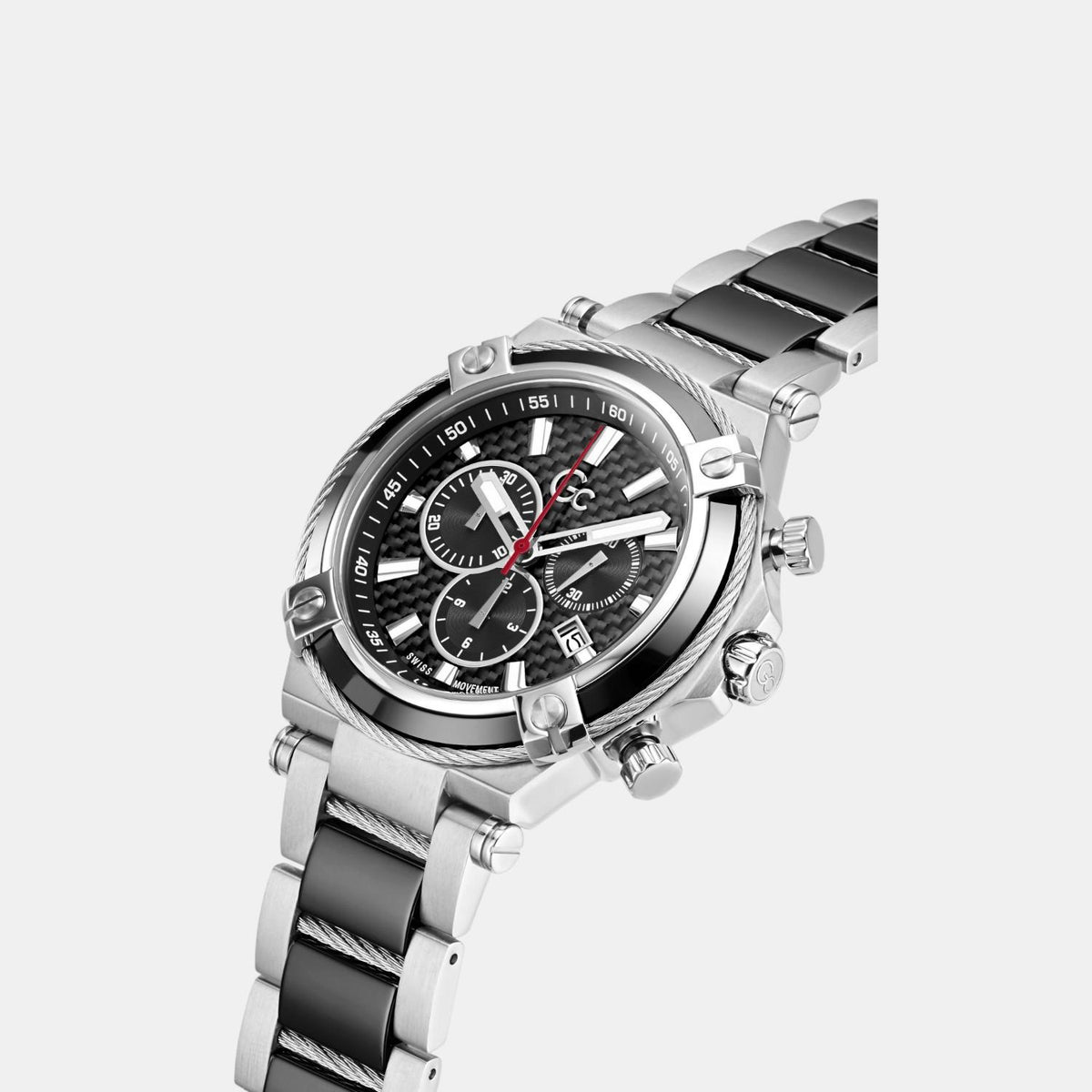 Sportchic Men Quartz Black Dial Chronograph Stainless Steel Watch Y89001G2MF
