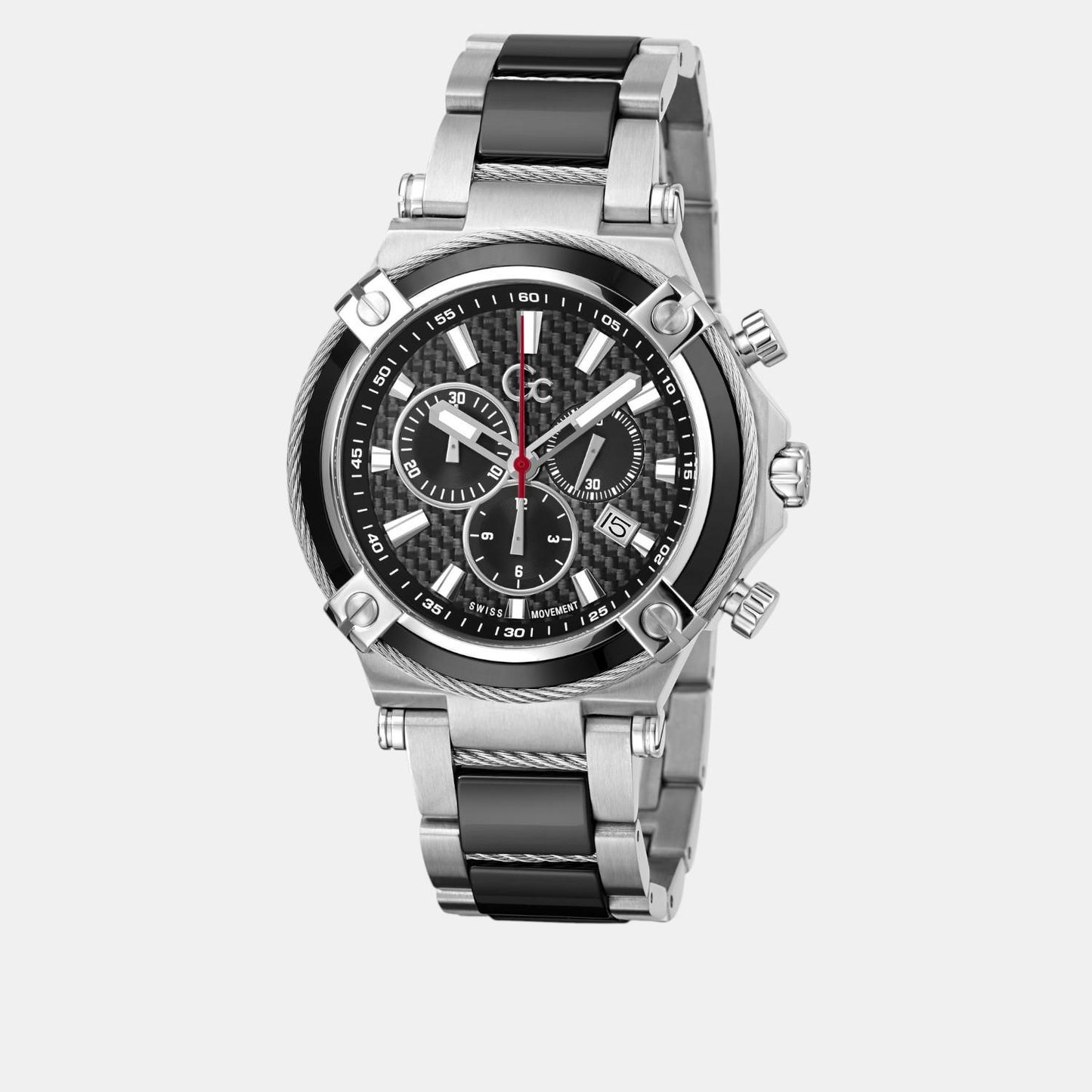 CableSport Men Quartz Black Dial Chronograph Stainless Steel Watch Y89001G2MF