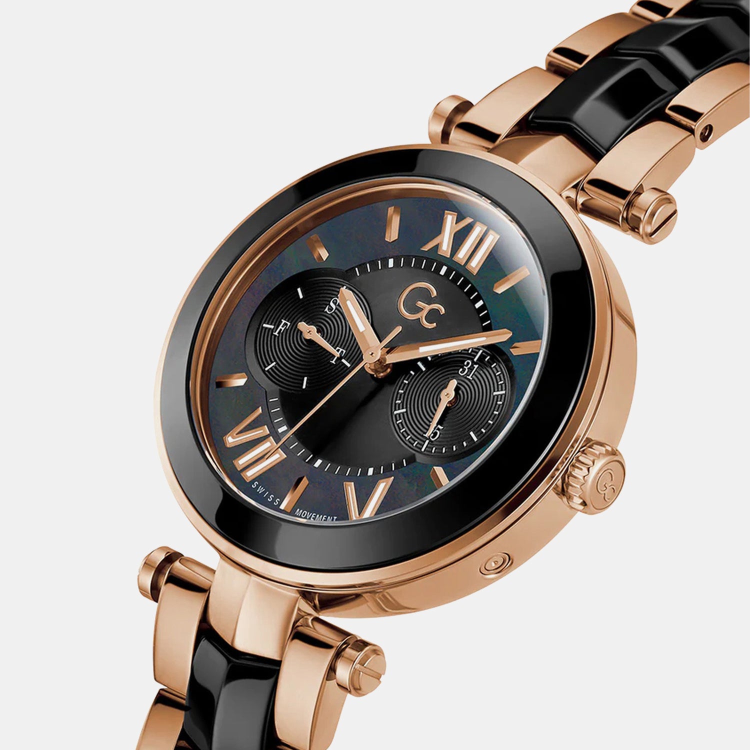 Illusion Women Quartz Black Dial Analog Stainless Steel Watch Y92004L2MF