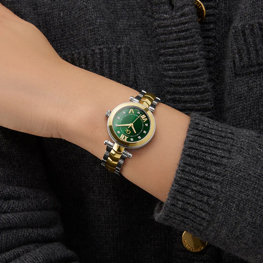 Gc Illusion Women Quartz Green Dial Analog Stainless Steel Watch Y93007L9