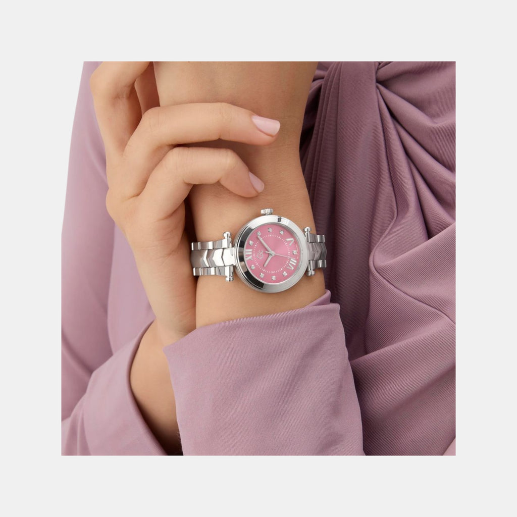 Dress Women Quartz Pink Dial Analog Stainless Steel Watch Y93008L3