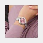Dress Women Quartz Pink Dial Analog Stainless Steel Watch Y93008L3