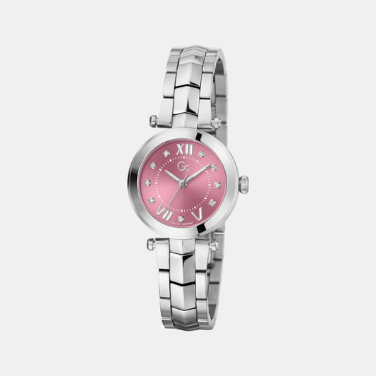 Dress Women Quartz Pink Dial Analog Stainless Steel Watch Y93008L3