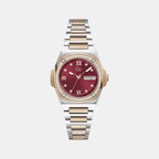 Coussin Shape Lady Women Quartz Red Dial Analog Stainless Steel Watch Y98009L3MF