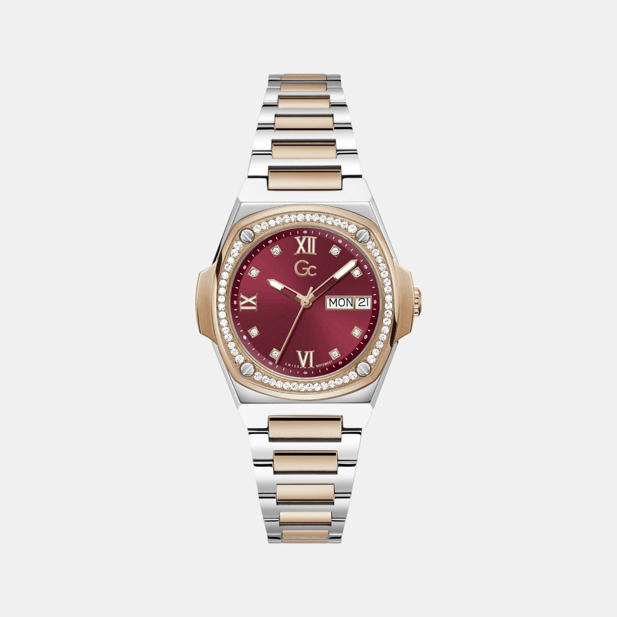 Coussin Women Quartz Red Dial Analog Stainless Steel Watch Y98009L3MF