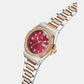 Coussin Shape Lady Women Quartz Red Dial Analog Stainless Steel Watch Y98009L3MF