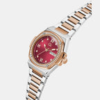 Coussin Shape Lady Women Quartz Red Dial Analog Stainless Steel Watch Y98009L3MF
