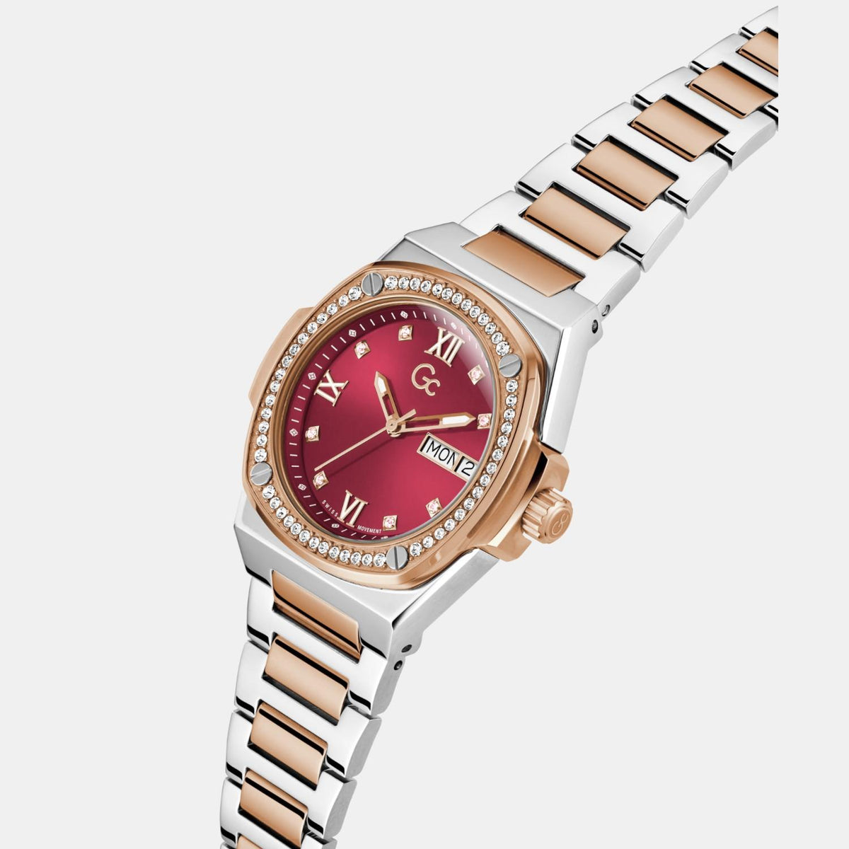 Coussin Women Quartz Red Dial Analog Stainless Steel Watch Y98009L3MF