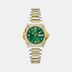Coussin Shape Women Quartz Green Dial Analog Stainless Steel Watch Y98010L9MF