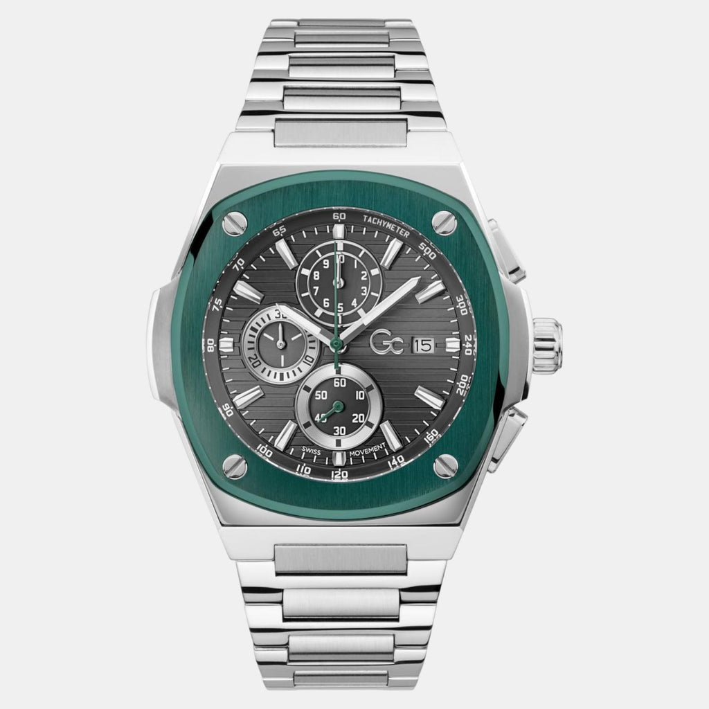 Gc Coussin Shape Women Quartz Grey Dial Chronograph Stainless Steel Watch Y99022G5MF