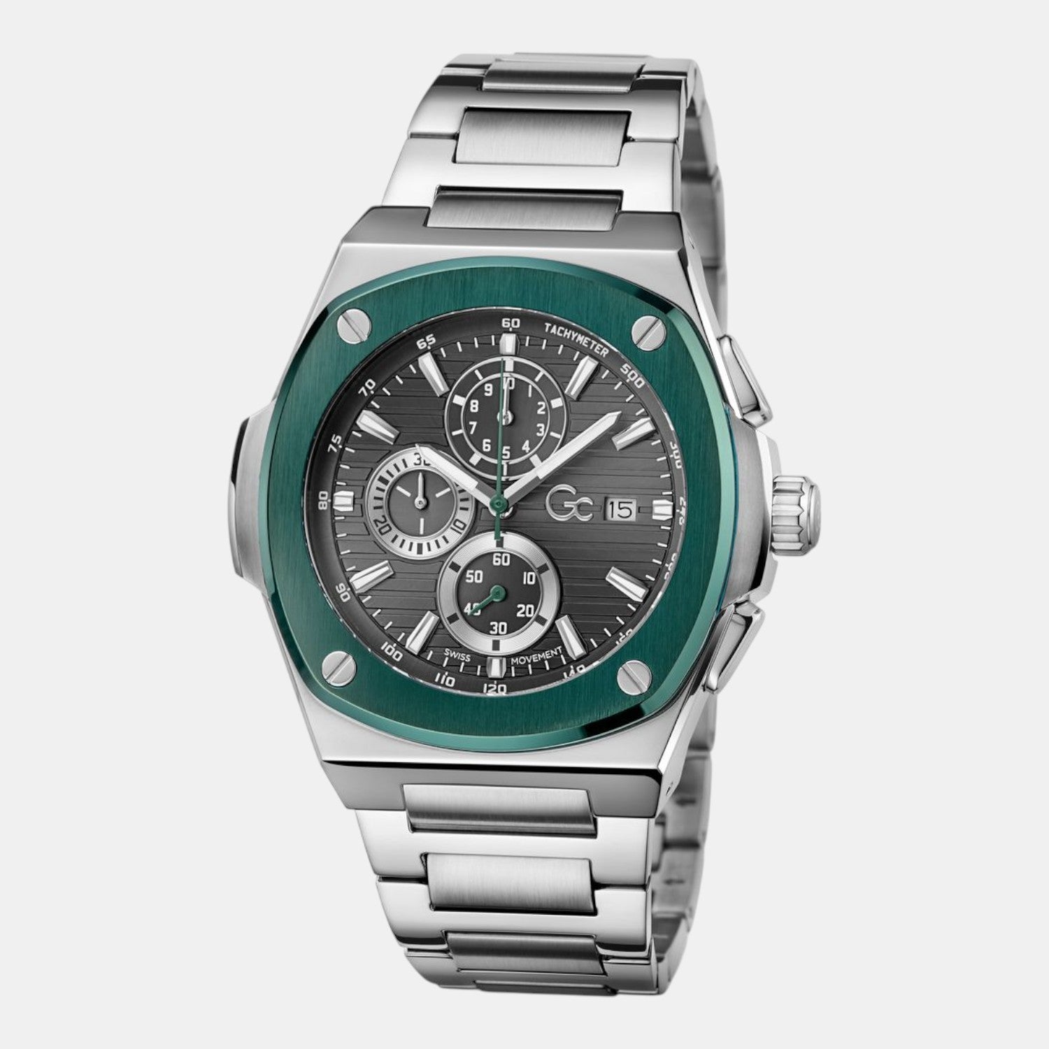 Gc Coussin Shape Women Quartz Grey Dial Chronograph Stainless Steel Watch Y99022G5MF