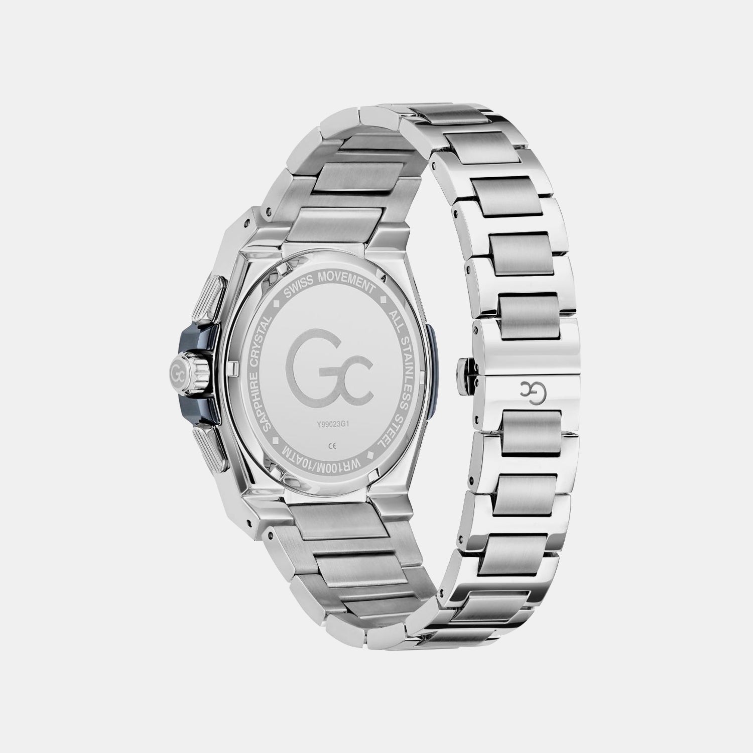 Coussin Shape Men Quartz Beige Dial Chronograph Stainless Steel Watch Y99023G1