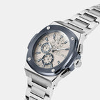 Coussin Shape Men Quartz Beige Dial Chronograph Stainless Steel Watch Y99023G1