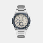 Coussin Shape Men Quartz Beige Dial Chronograph Stainless Steel Watch Y99023G1