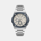 Coussin Shape Men Quartz Beige Dial Chronograph Stainless Steel Watch Y99023G1