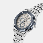 Coussin Shape Men Quartz Beige Dial Chronograph Stainless Steel Watch Y99023G1