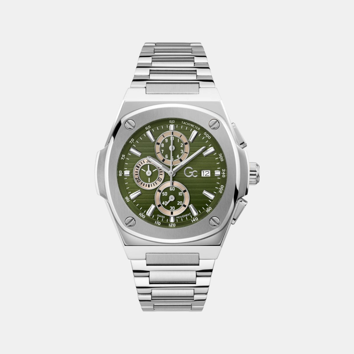 Coussin Men Quartz Green Dial Chronograph Stainless Steel Watch Y99024G9