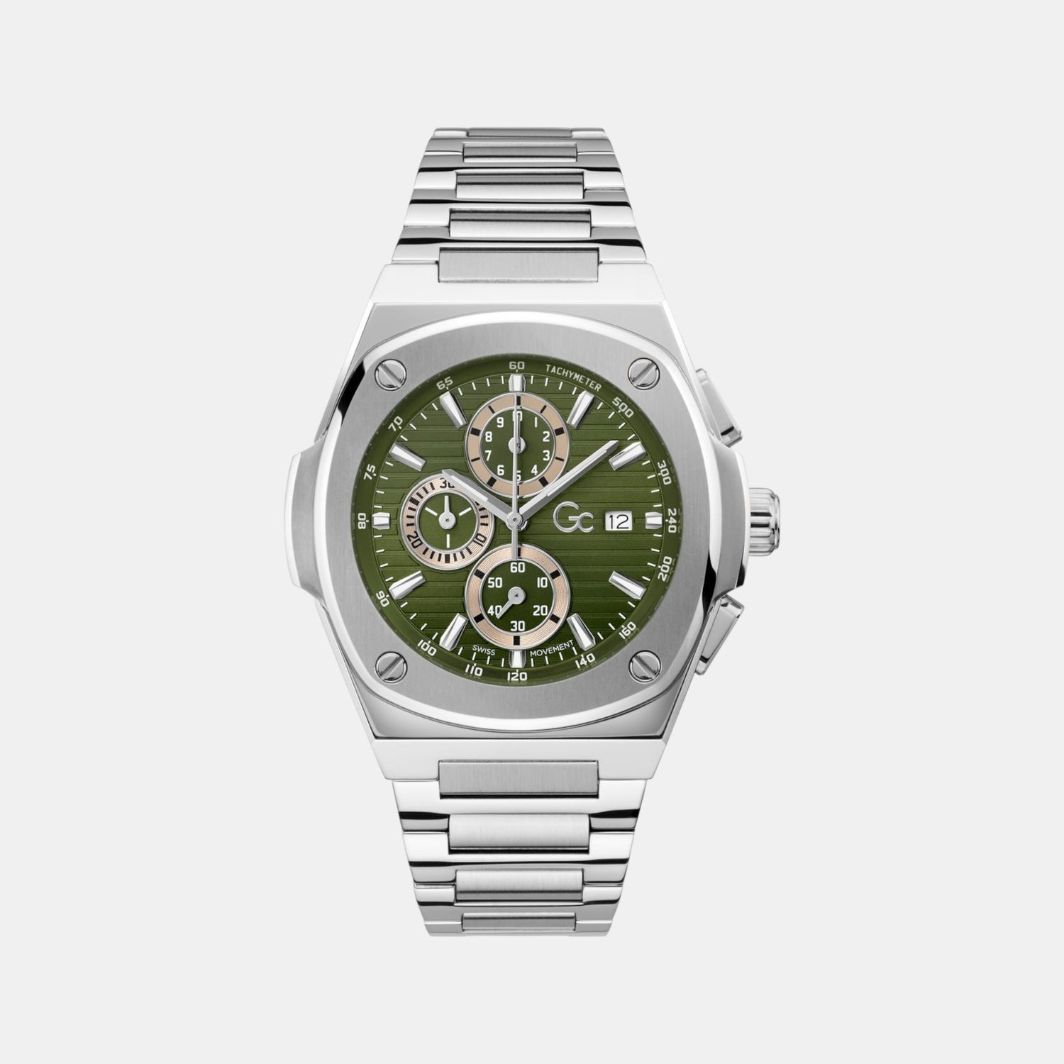Sportchic Men Quartz Green Dial Chronograph Stainless Steel Watch Y99024G9