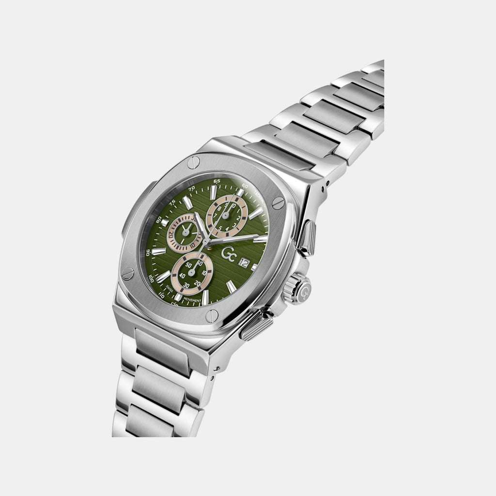 Sportchic Men Quartz Green Dial Chronograph Stainless Steel Watch Y99024G9