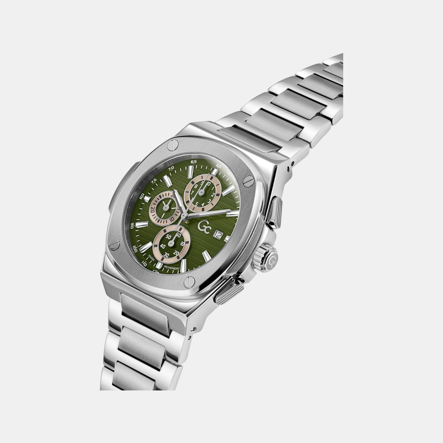 Sportchic Men Quartz Green Dial Chronograph Stainless Steel Watch Y99024G9