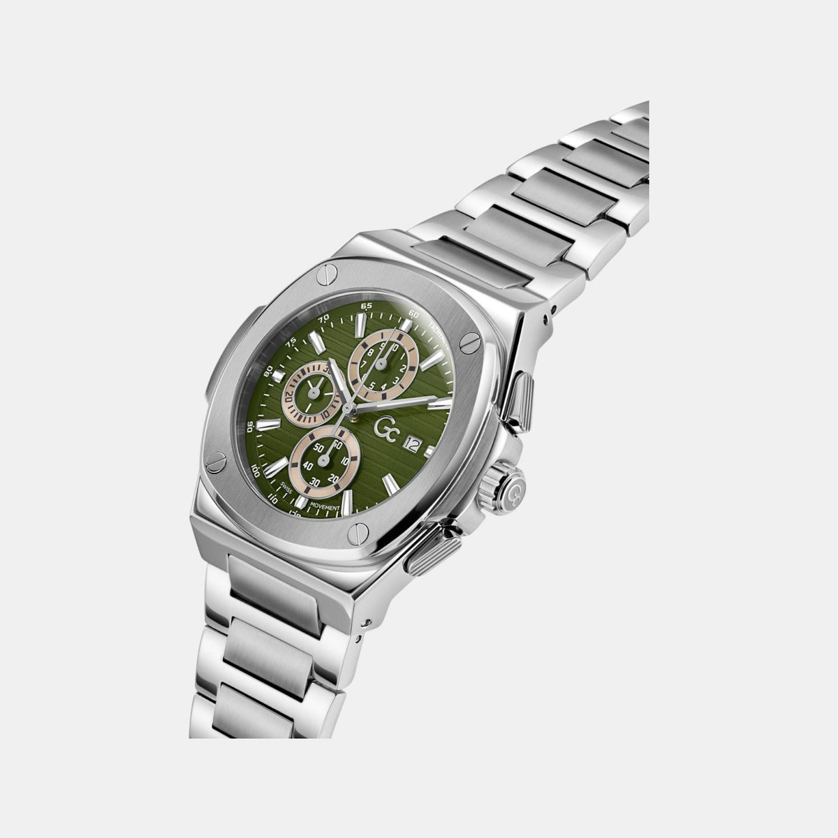 Coussin Men Quartz Green Dial Chronograph Stainless Steel Watch Y99024G9