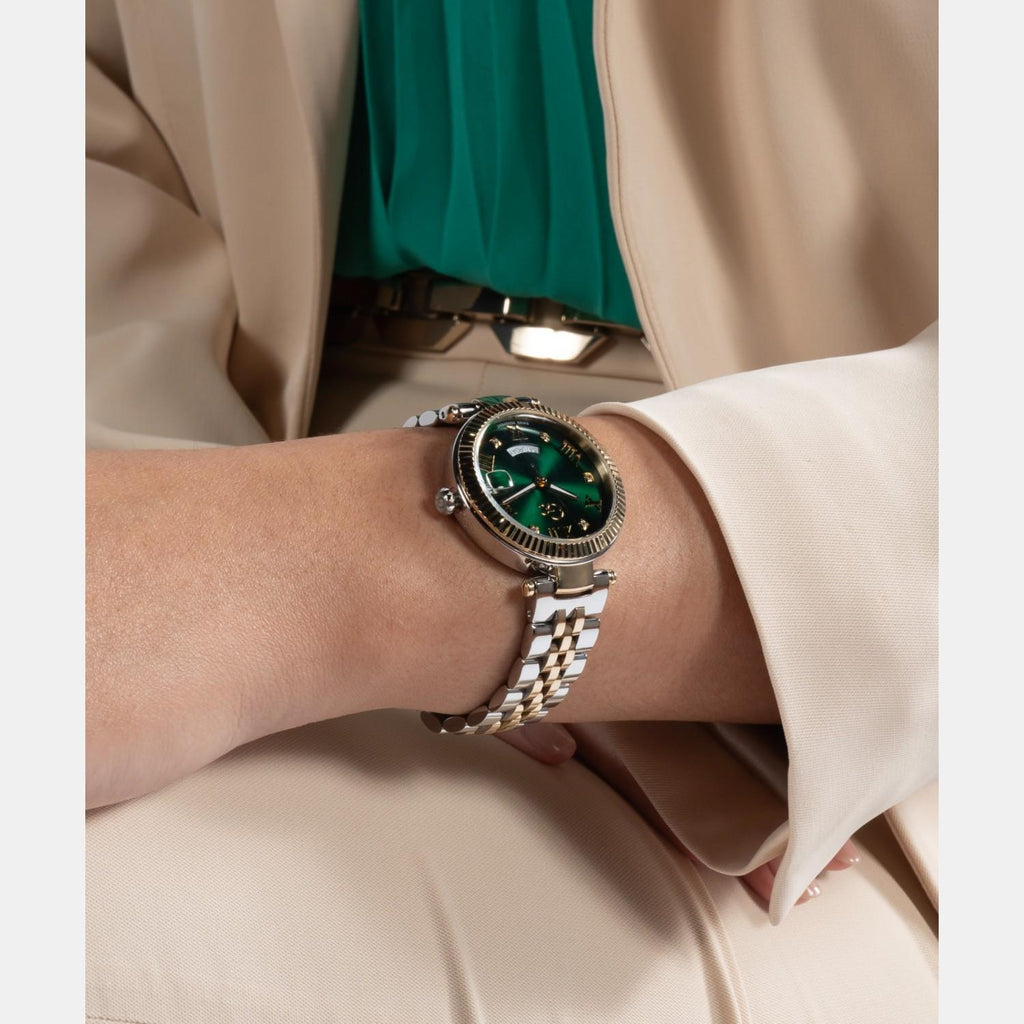 Flair Women Quartz Green Dial Analog Stainless Steel Watch Z01019L9MF