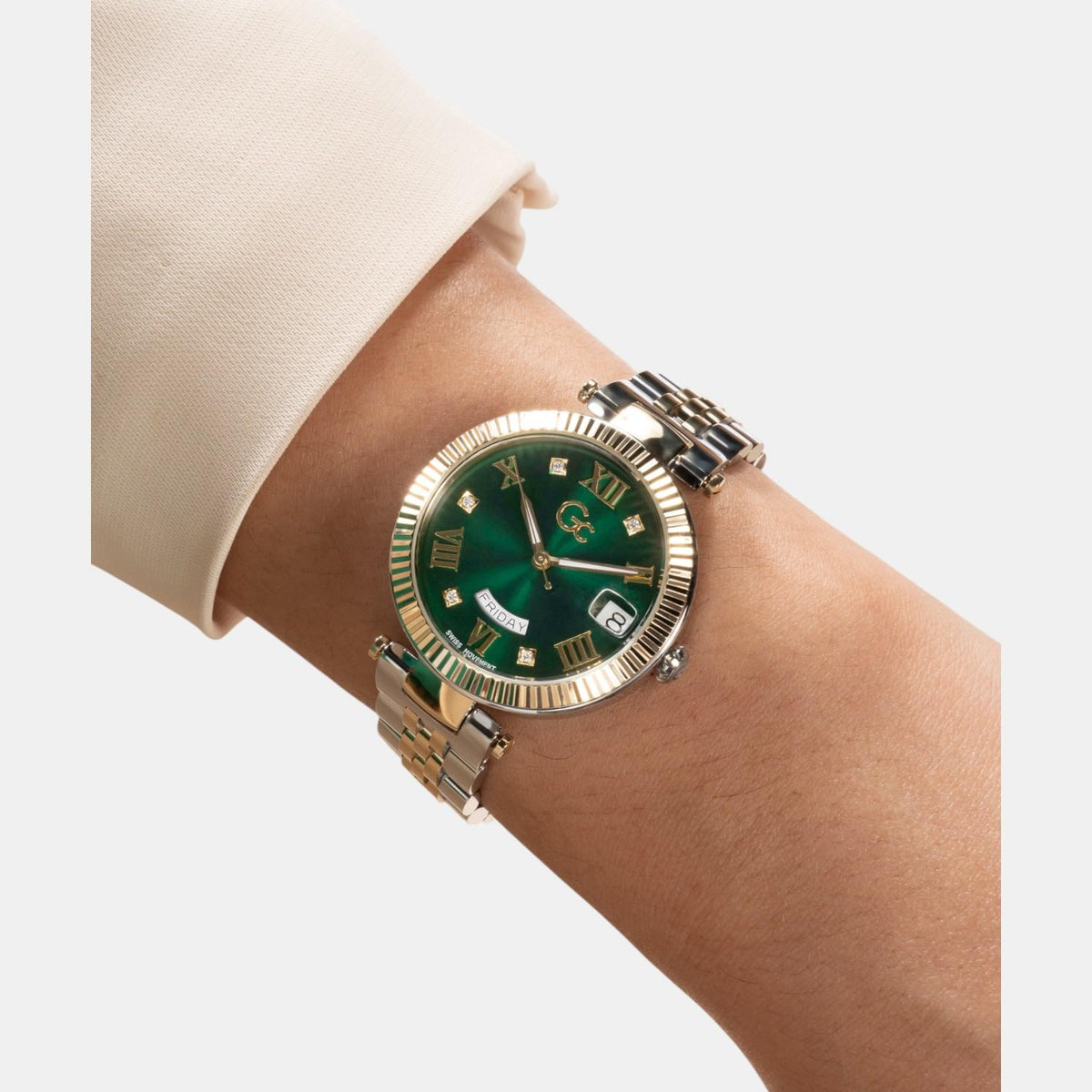 Flair Women Quartz Green Dial Analog Stainless Steel Watch Z01019L9Mf