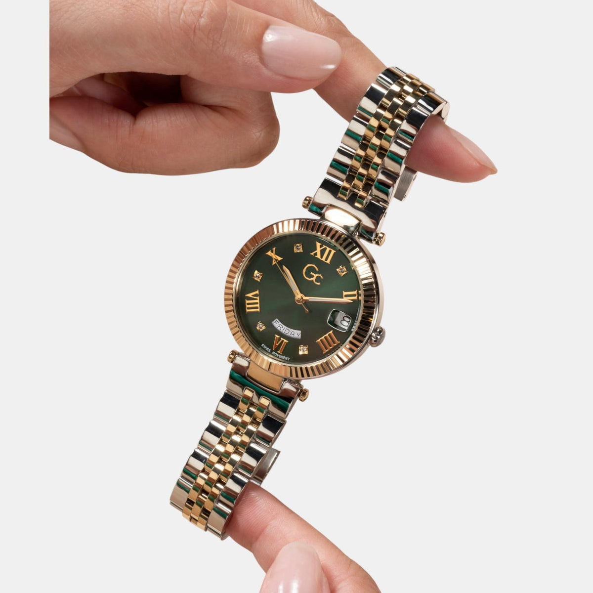 Flair Women Quartz Green Dial Analog Stainless Steel Watch Z01019L9Mf