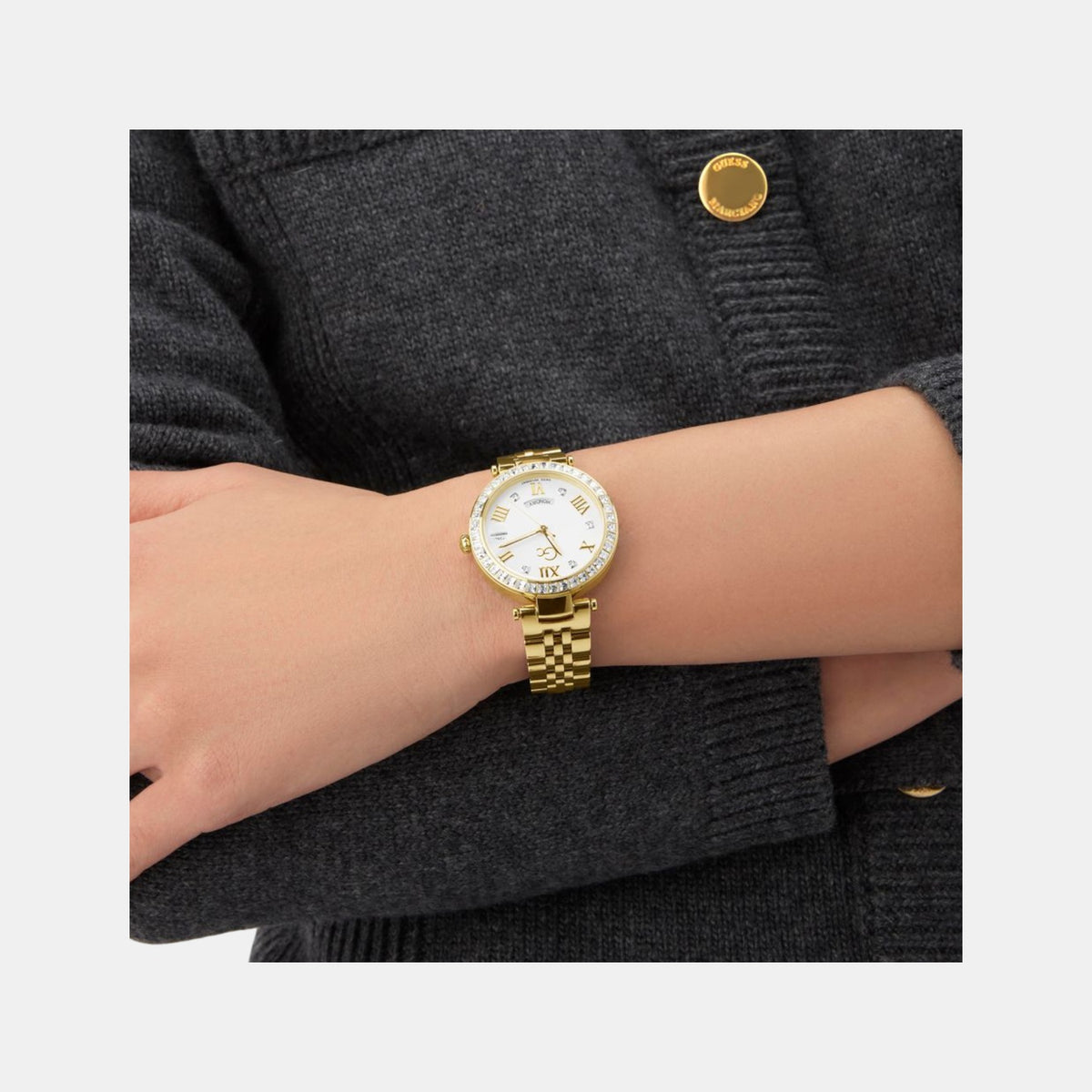 Flair Crystal Women Quartz White Dial Analog Stainless Steel Watch Z01022L6