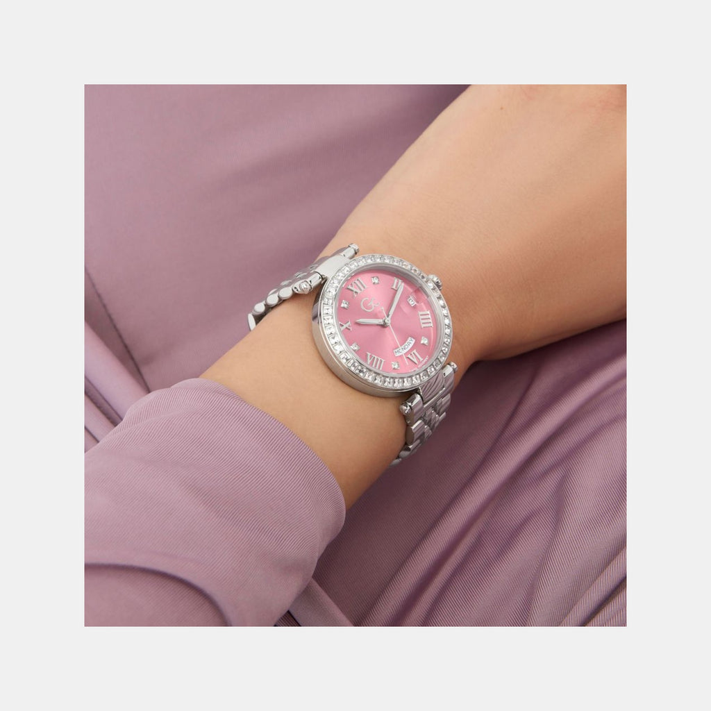 Gc Flair Women Quartz Pink Dial Analog Stainless Steel Watch Z01024L3