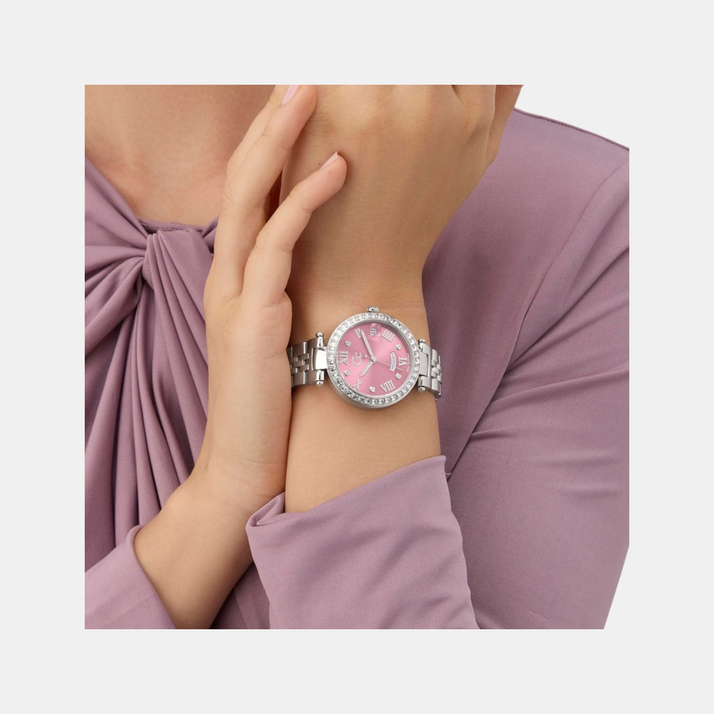Gc Flair Women Quartz Pink Dial Analog Stainless Steel Watch Z01024L3