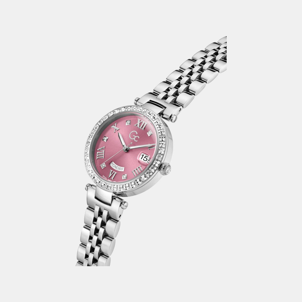 Gc Flair Women Quartz Pink Dial Analog Stainless Steel Watch Z01024L3