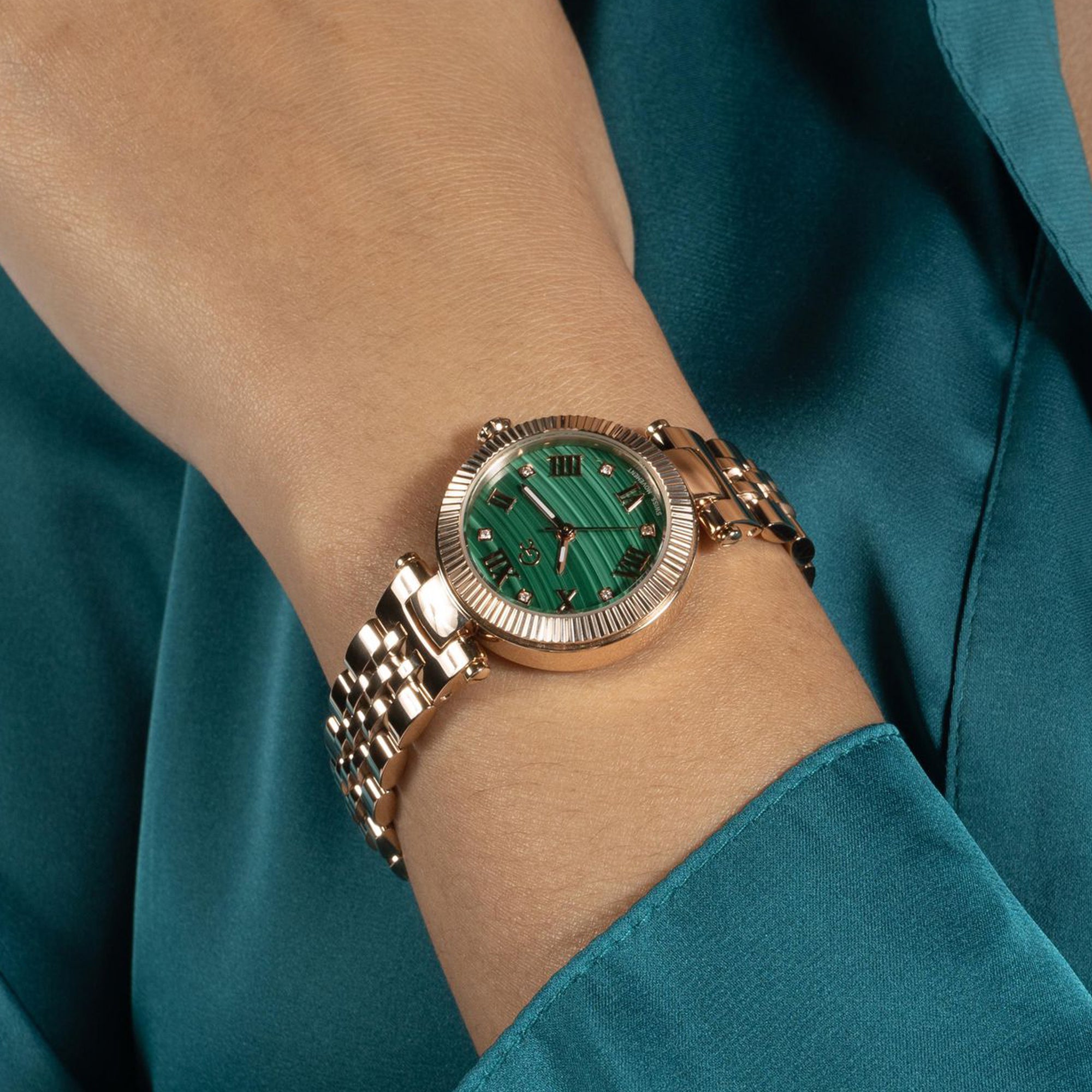 Flair Small Women Quartz Green Dial Analog Stainless Steel Watch Z02006L9MF