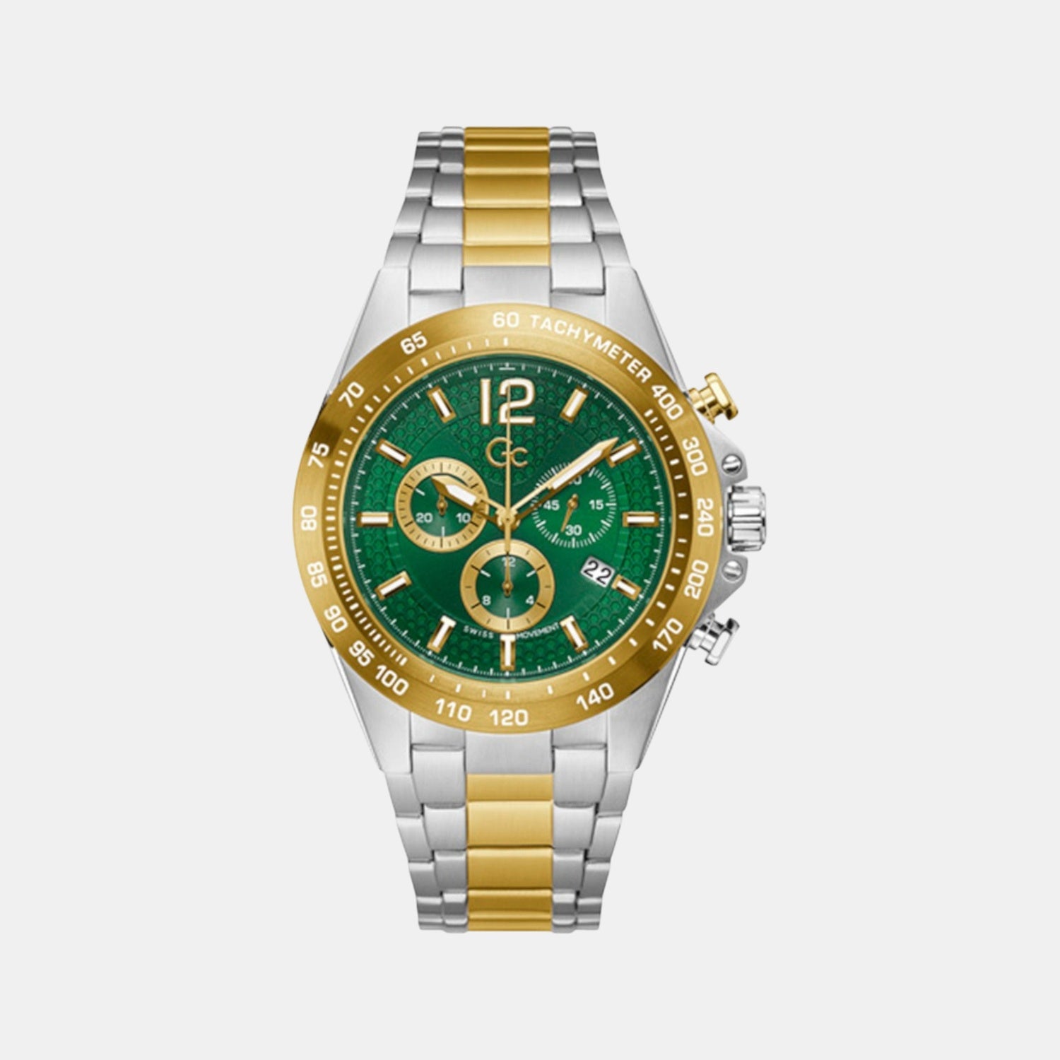 Audacious Men Quartz Green Dial Chronograph Stainless Steel Watch Z07008G9MF