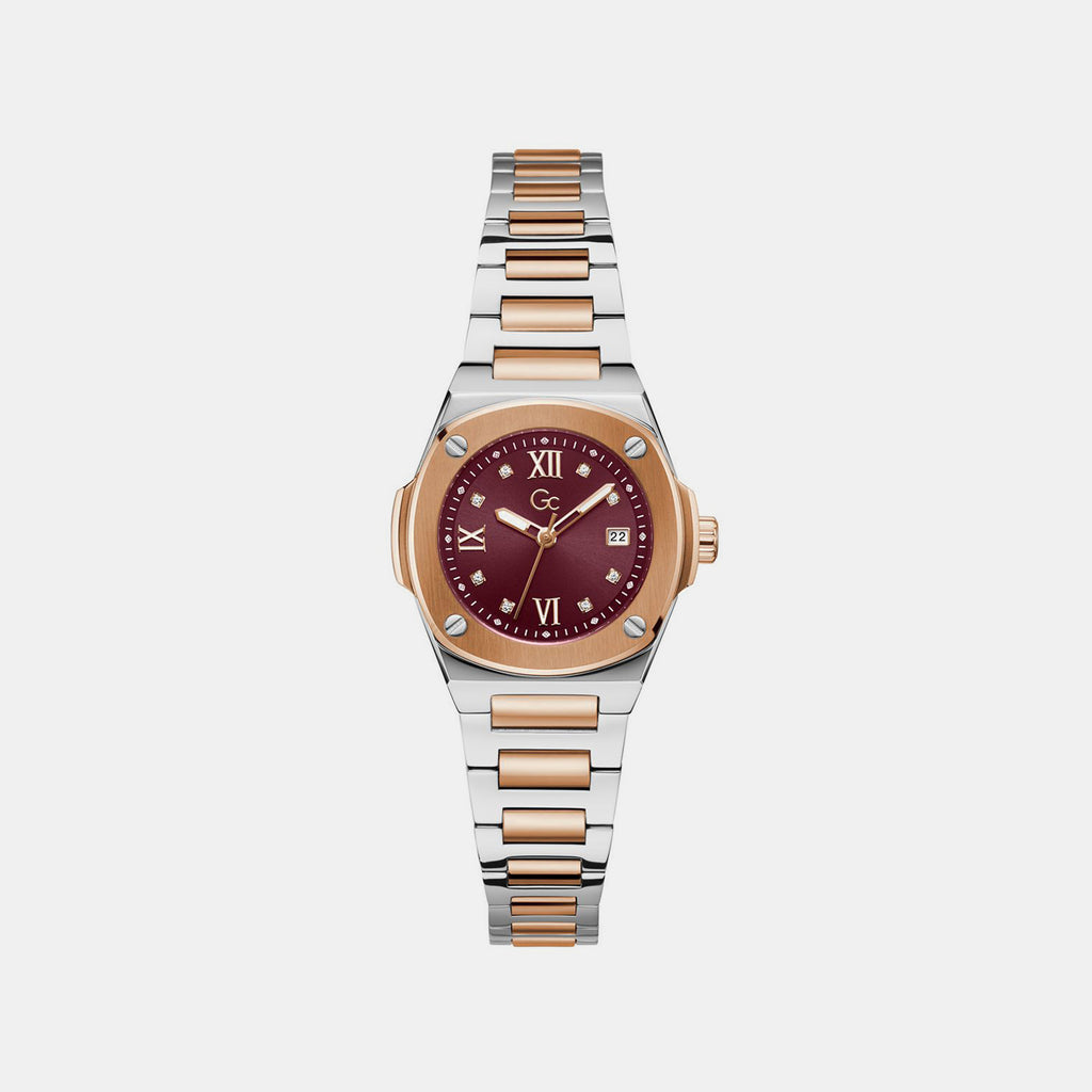 Sportchic Women Quartz Burgundy Dial Analog Stainless Steel Watch Z12012L3