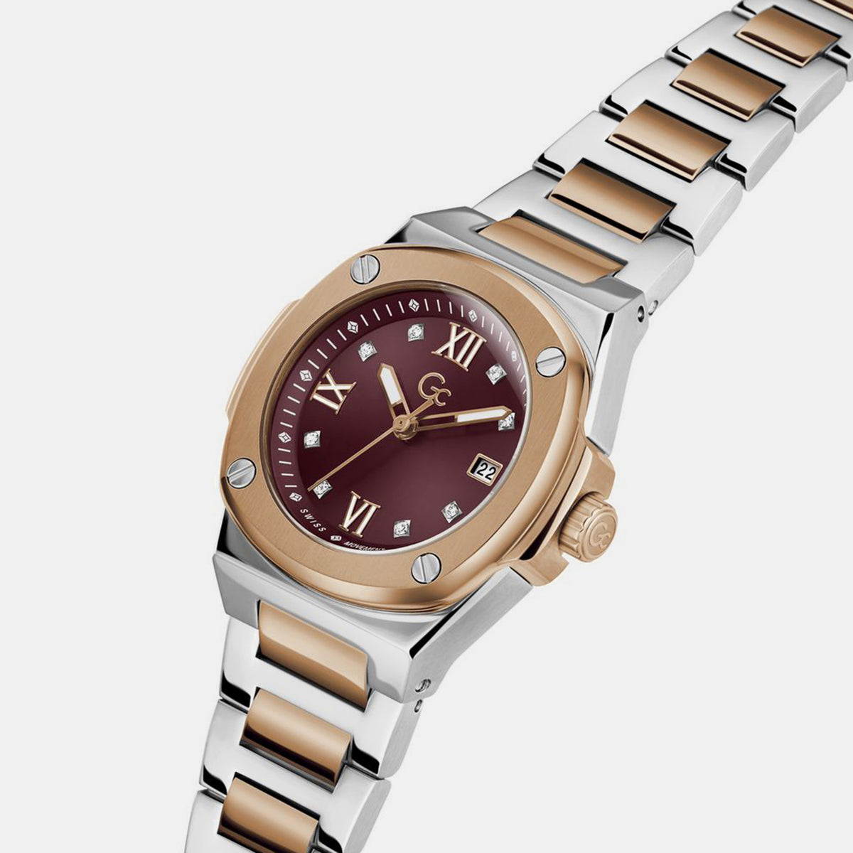 Sportchic Women Quartz Burgundy Dial Analog Stainless Steel Watch Z12012L3