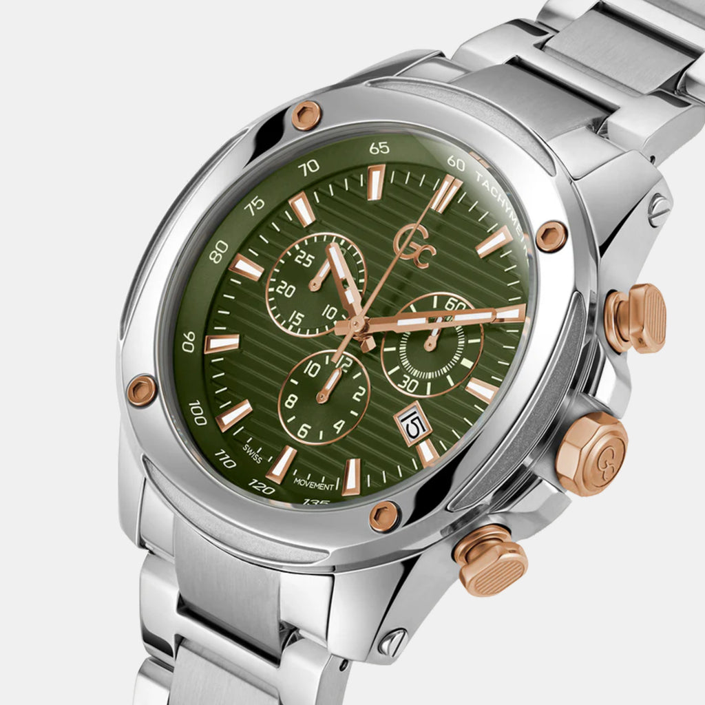 Brave Men Quartz Green Dial Chronograph Stainless Steel Watch Z13003G9MF
